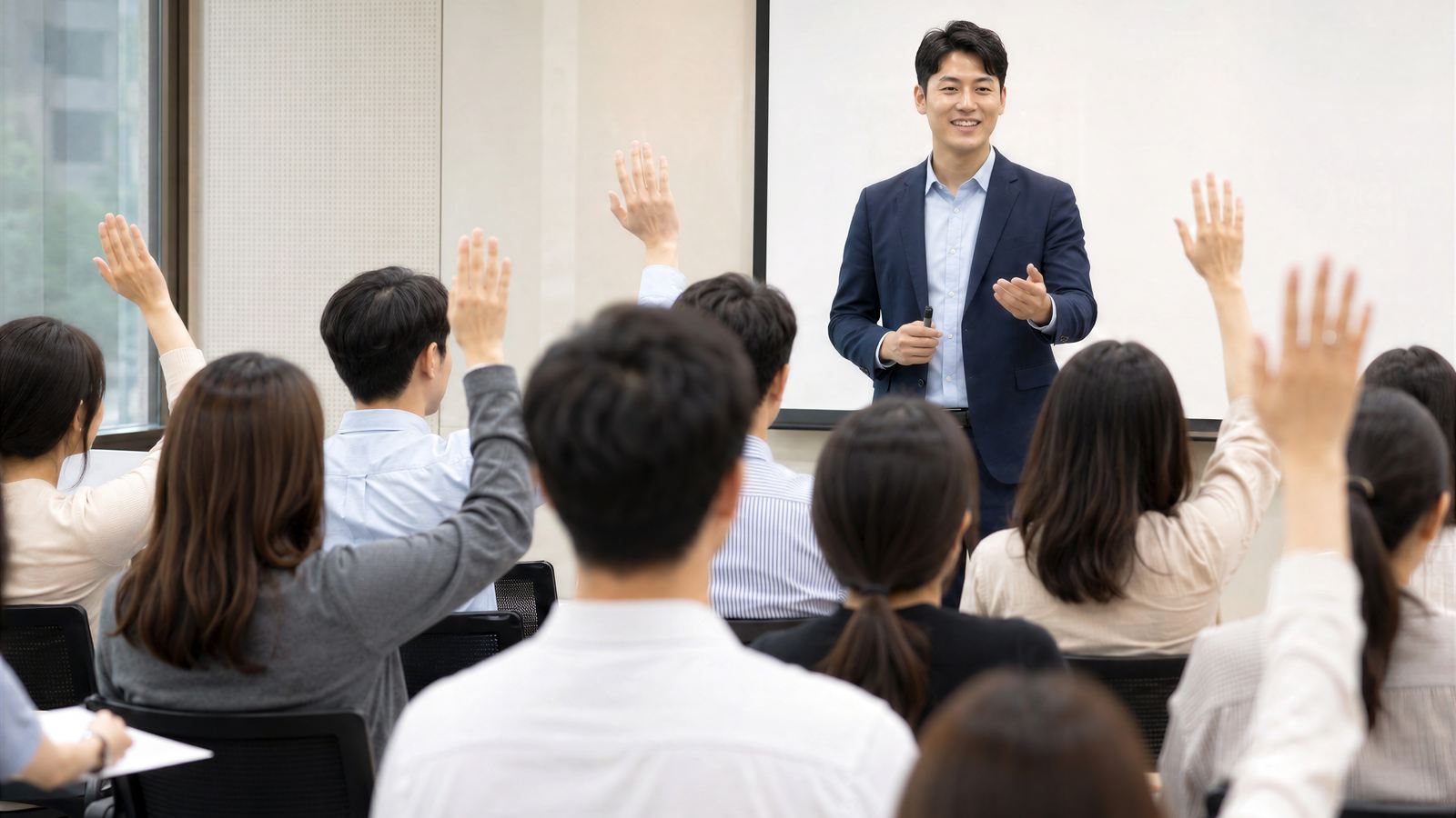 전시장 입구에서 참관객이 등록 데스크로 이동하는 모습