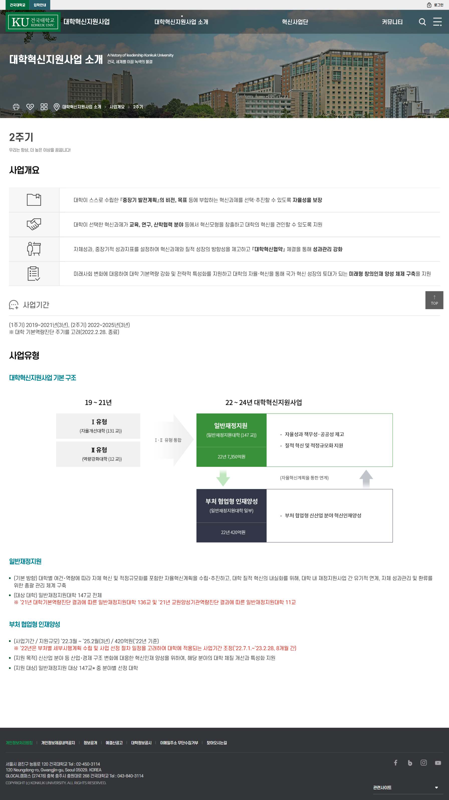 건국대학교 2주기 화면